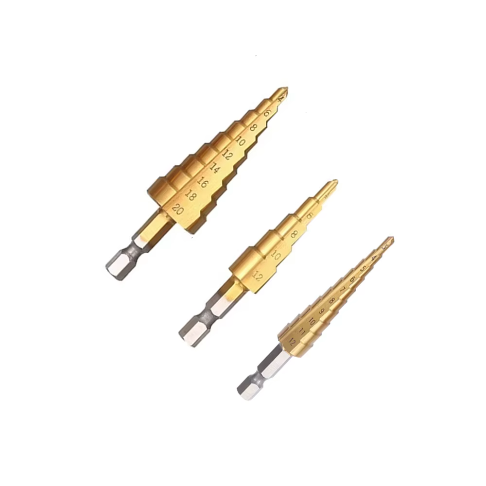 Foret étagé HSS revêtu de titane 4-12 4-20 pour outils électriques de perçage