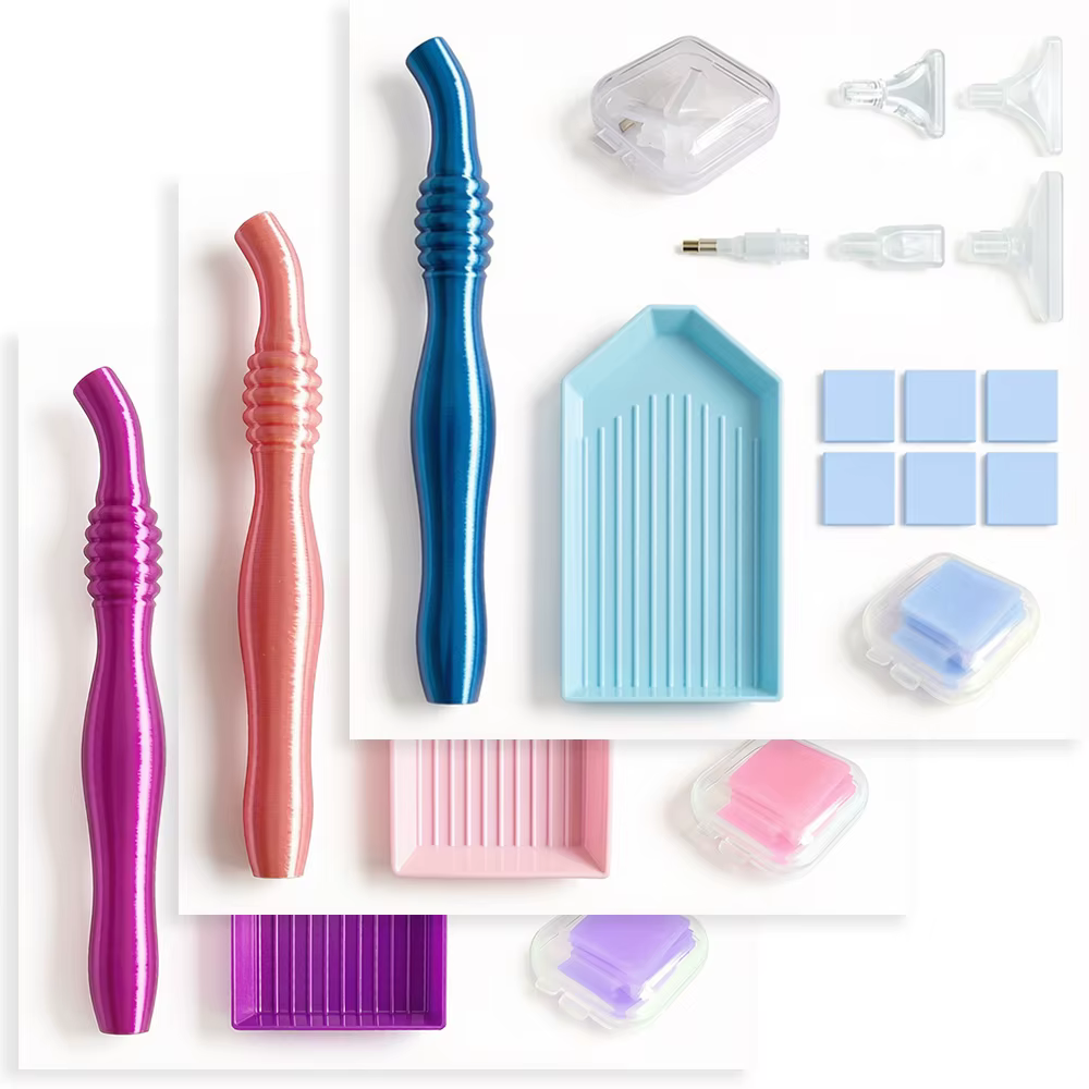 Kit d'outils de peinture diamant DIY avec stylos de pose 3D, plateau de cire, ensemble de pinces et accessoires pour la création de points de croix