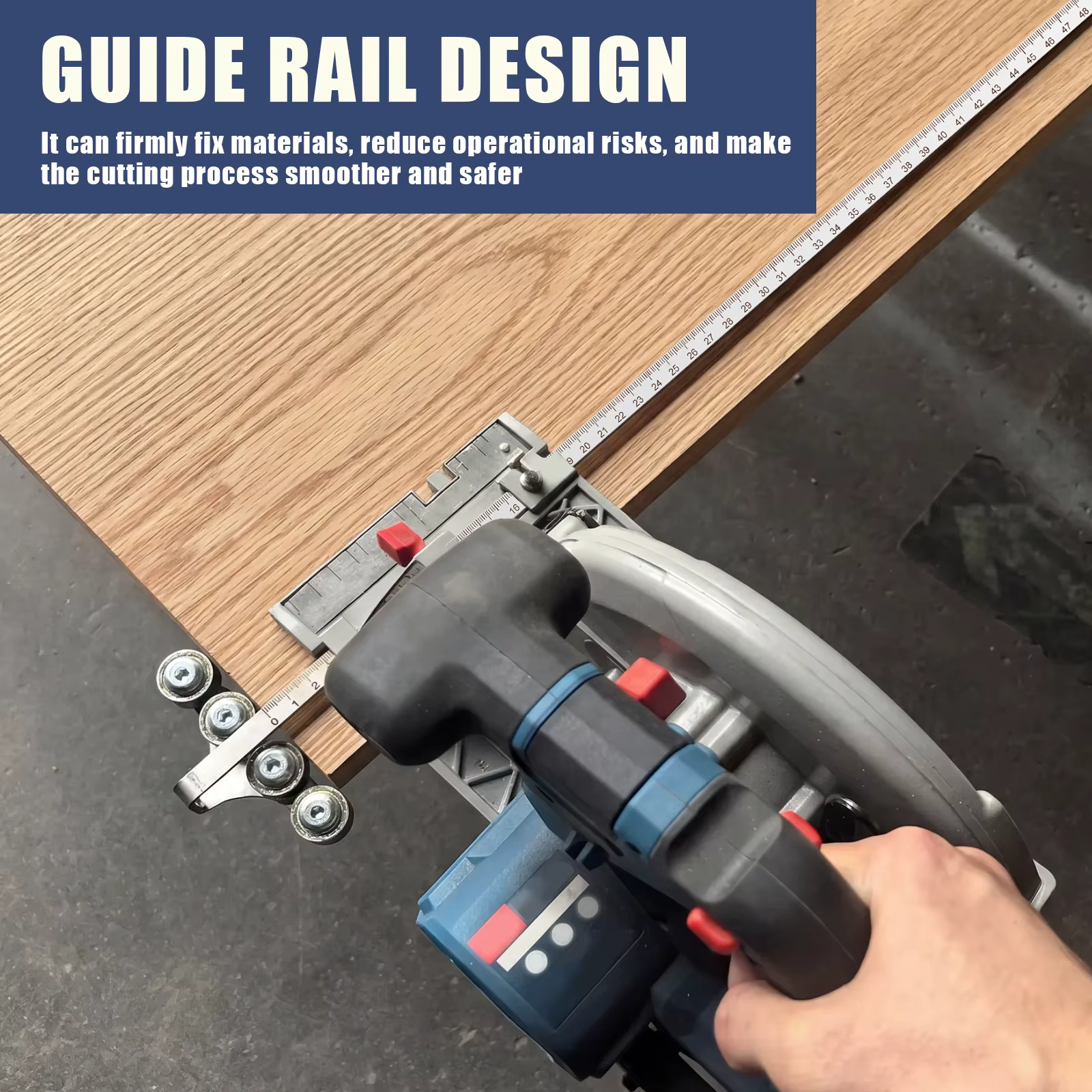 Rail de guidage pour scie circulaire 0-50 cm en acier inoxydable