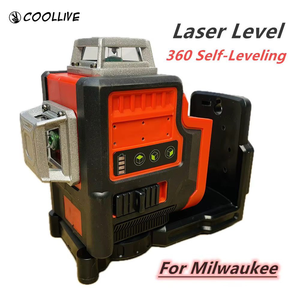 Pour Milwaukee 18V batterie 12 lignes niveau Laser 3 côtés * 360 degrés Vertical Horizontal vert compteur de lumière outils extérieurs