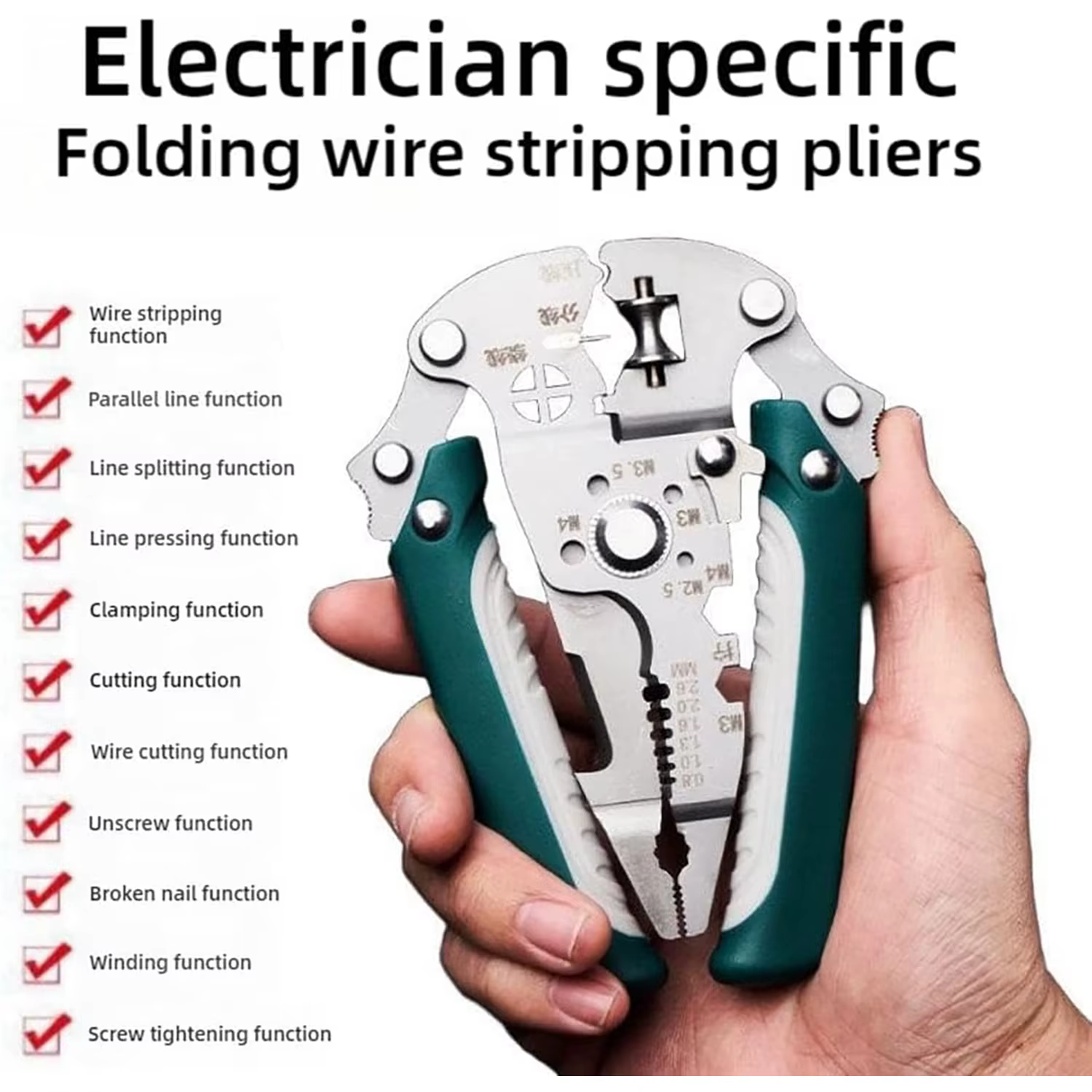 Pince à dénuder et à sertir pliable 18 en 1