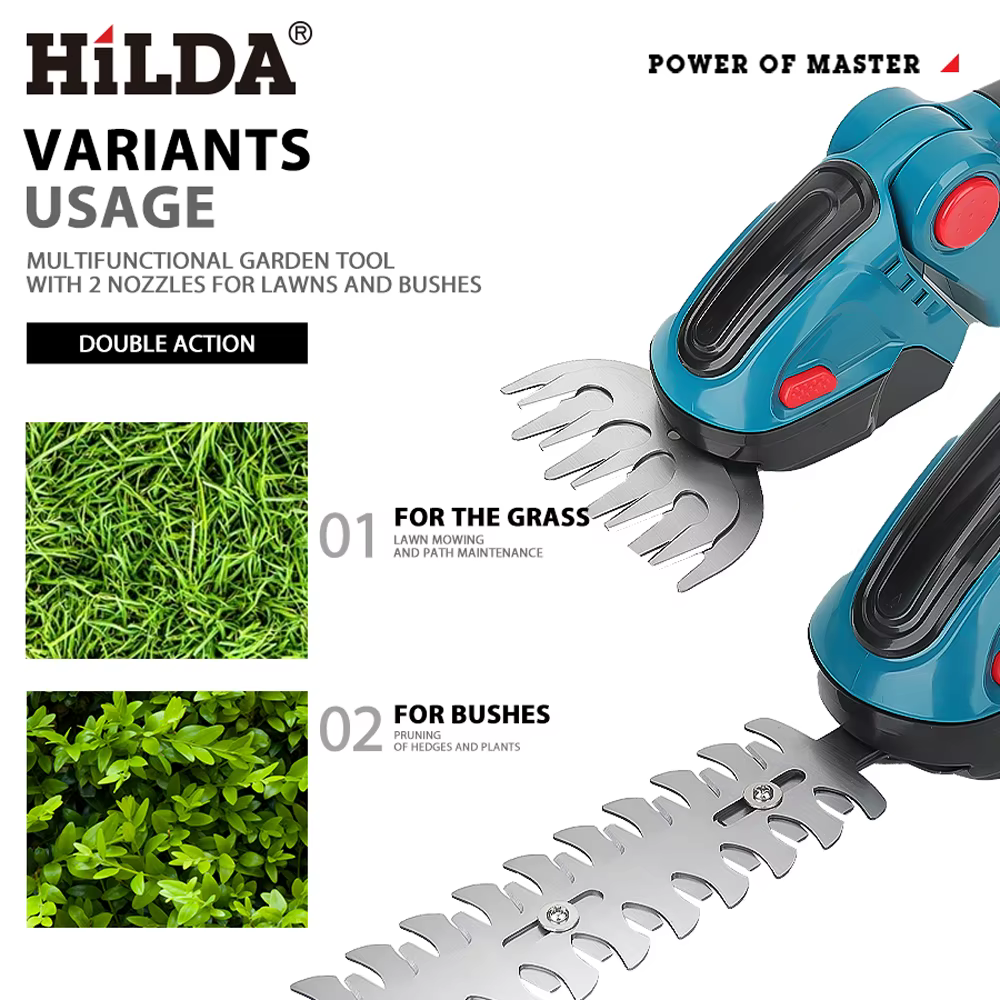 HILDA 2 IN1 taille-haie électrique sans fil portable désherbage taille cisaille tondeuse à arbustes outil de jardin pour Makita 18V batterie