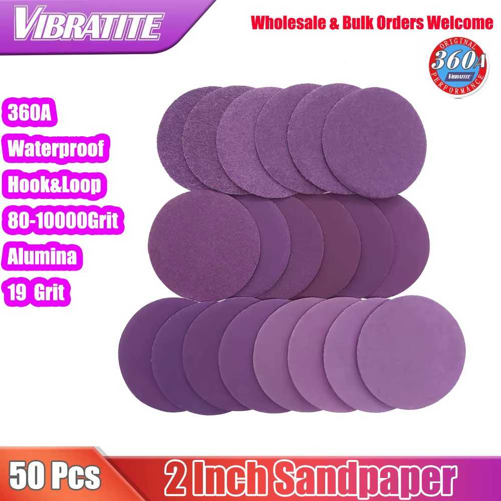 50 pièces 2 pouces disque de ponçage humide sec 80-10000 grain papier de verre 50mm boucle de crochet