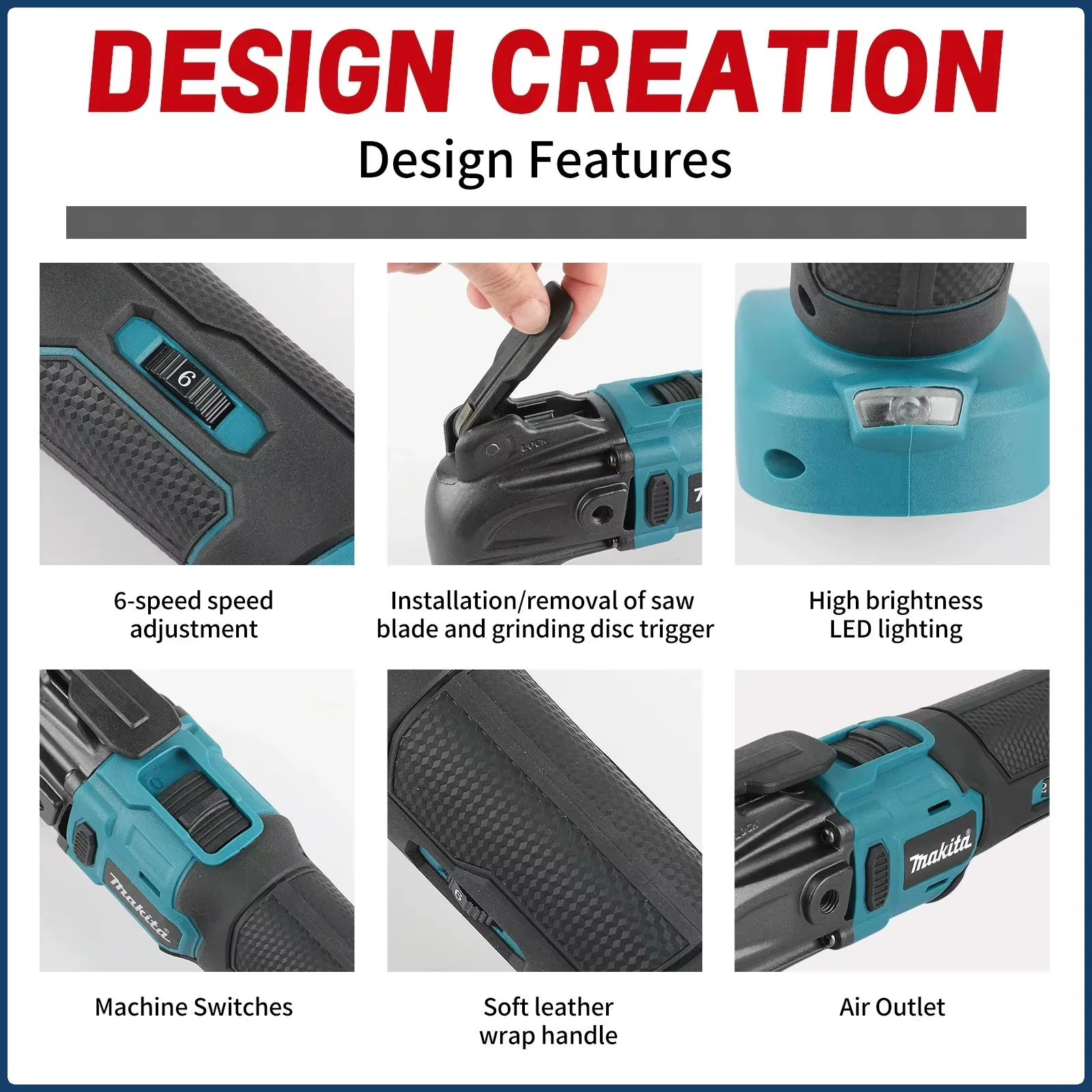 Outil oscillant multifonctionnel électrique Makita 18V à fixation rapide