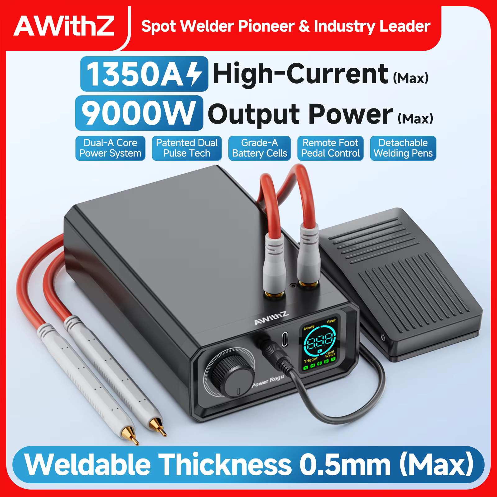 Awithz 9000W soudeuse par points haute puissance Portable pédale Machine de soudage