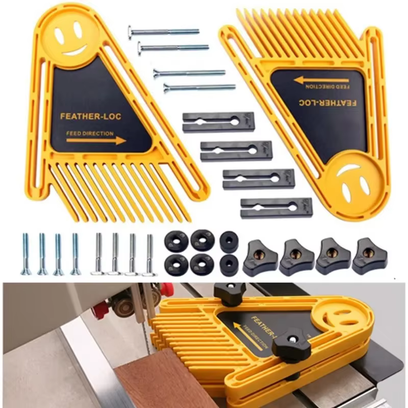 Paquet de 2 planches à plumes Double plume Loc Board réglable travail du bois sécurité Table scie bloc poussoir pour