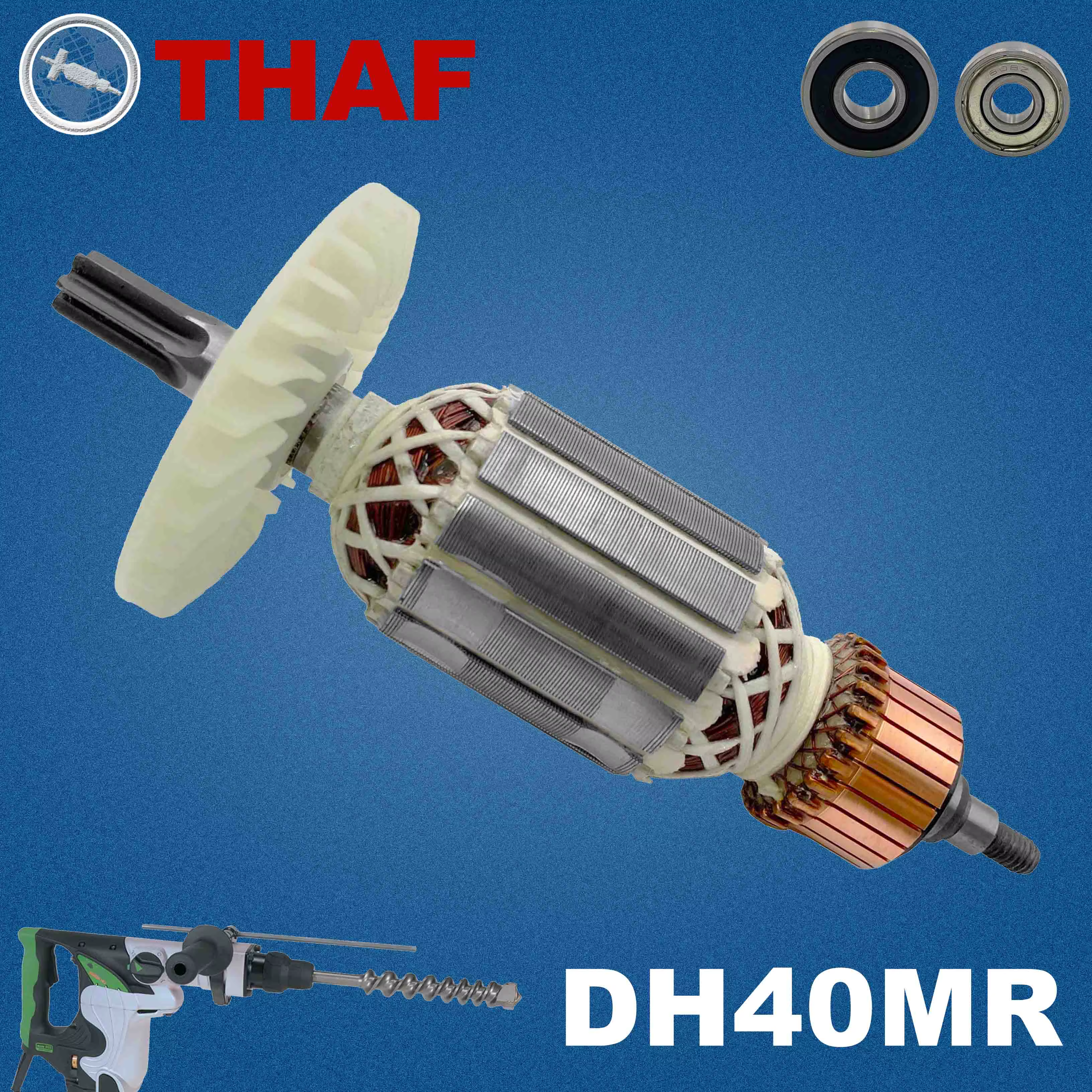 AC 220V 240V DH40MR Induit Rotor pour HITACHI Marteau Perforateur Pièces de rechange Perceuse à percussion DH 40MR