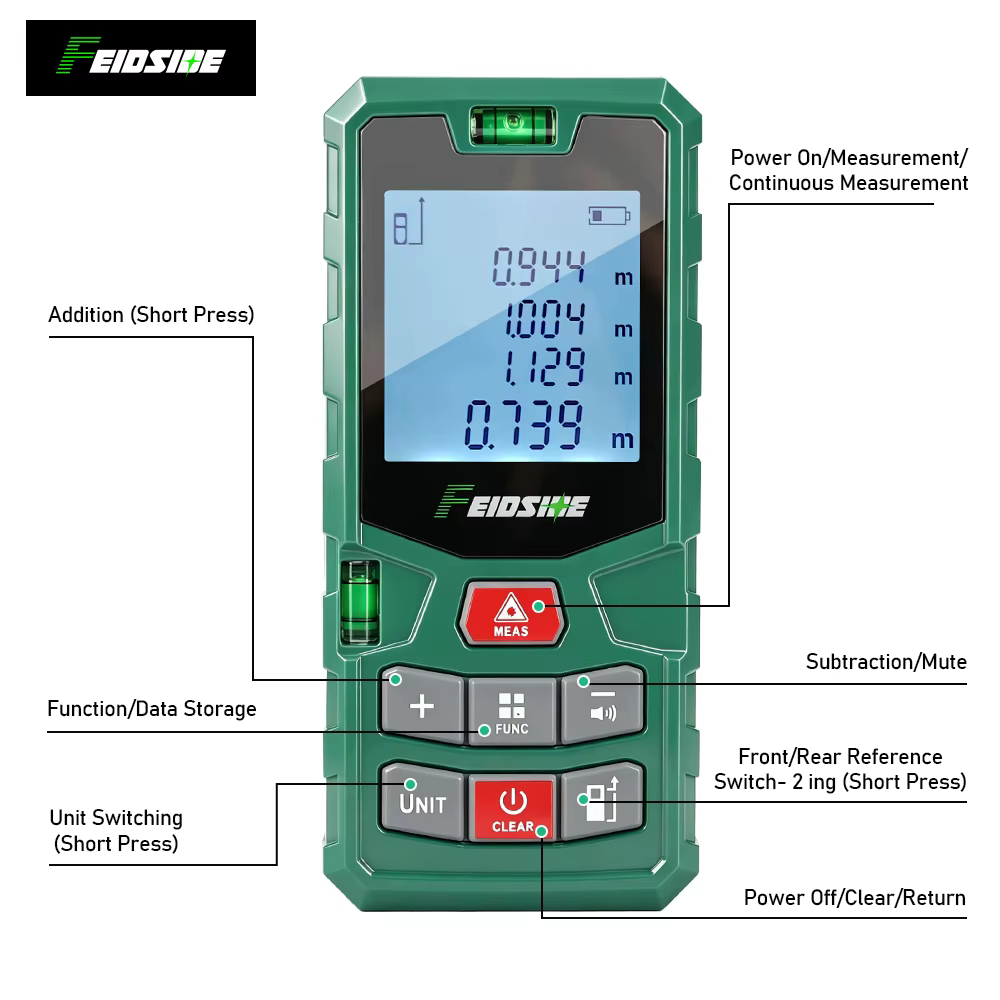 Télémètre laser rouge portatif FEIDSIDE 50M 120M