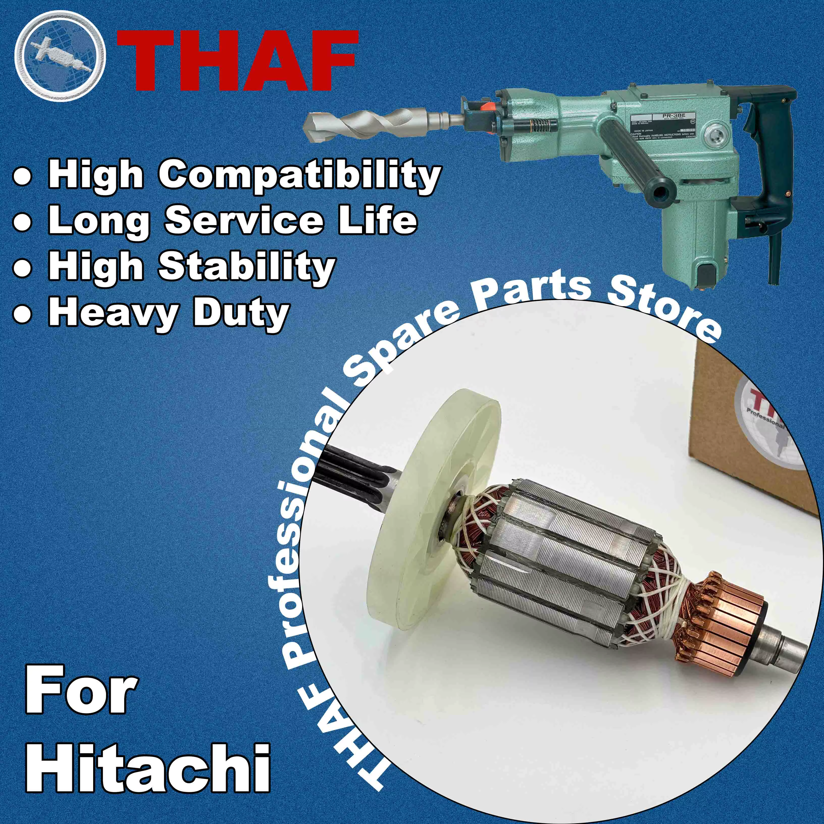 AC 220V 240V PR-25B PR-38E PH-40F Induit Rotor Stator Field pour HITACHI Marteau A Percussion Pièces de rechange
