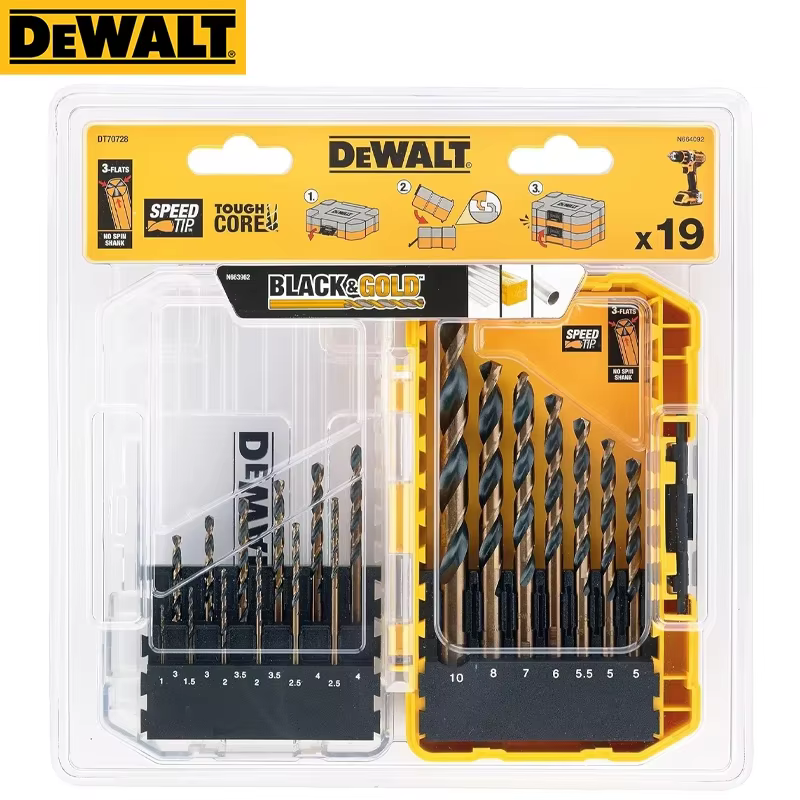 DEobcuT DT70728 19 PC BLACK & duo propositions Set Perceuse électrique Kit Accessoires pour outils électriques DT70728-QZ