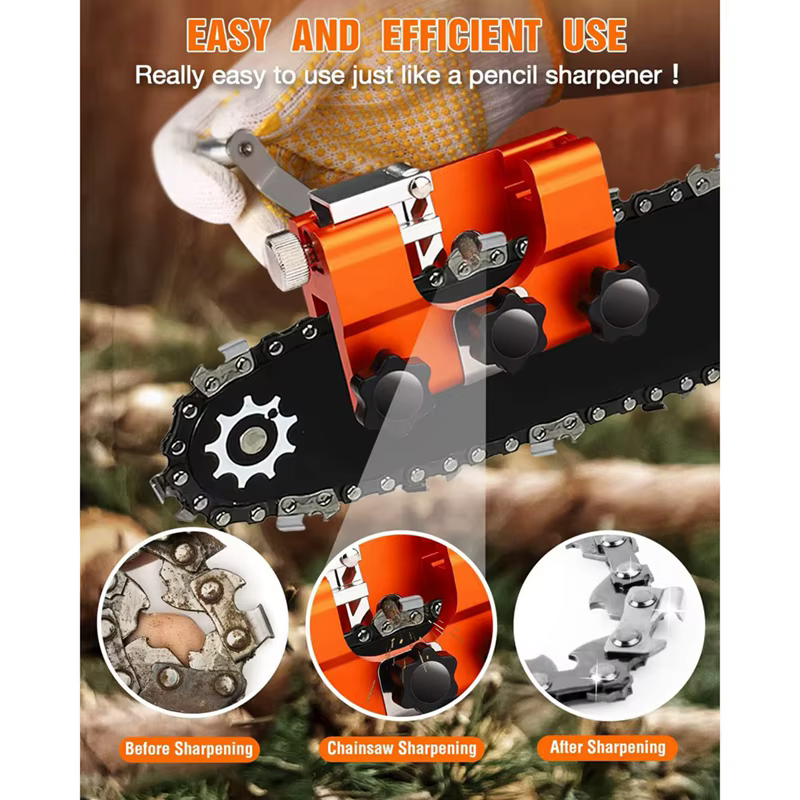 Kit d'affûtage de chaîne de tronçonneuse Portable, gabarit d'affûtage de tronçonneuse en alliage d'aluminium avec 5 tiges d'affûtage pour scies à chaîne et électriques