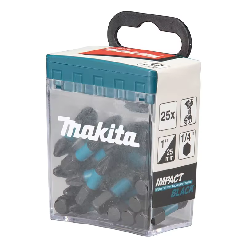 Makita Impact E-12376 Noir PZ2 25MM C-Form Tige annulée entièrement utilisé Tournevis Foret Haute Dureté Outil Électrique Accessoire 25 Pièces