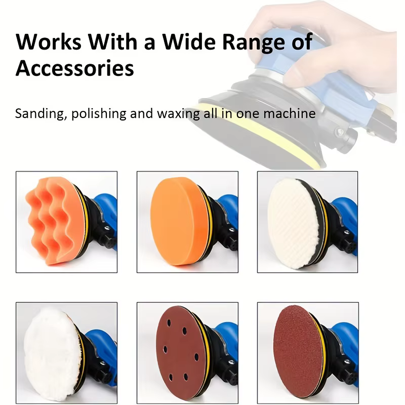 Ponceuse pneumatique portable 1 pièce - Utilisation compacte à une main avec vitesse réglable et échappement anti-bruit