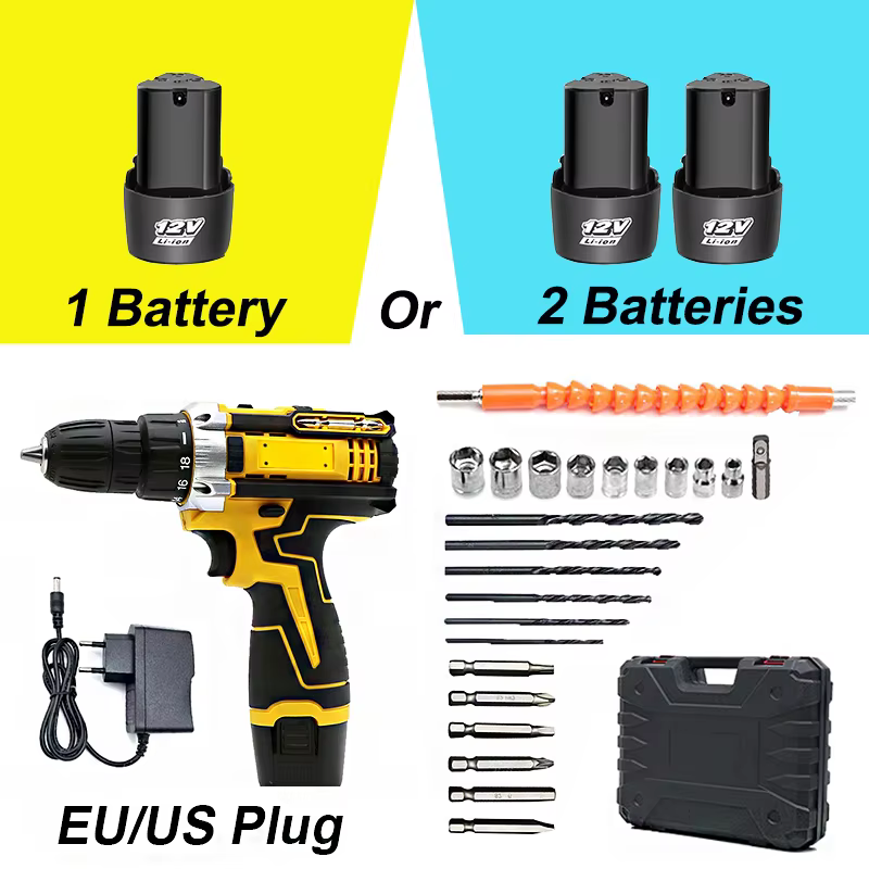 Perceuse électrique au Lithium 1 ou 2 Batteries