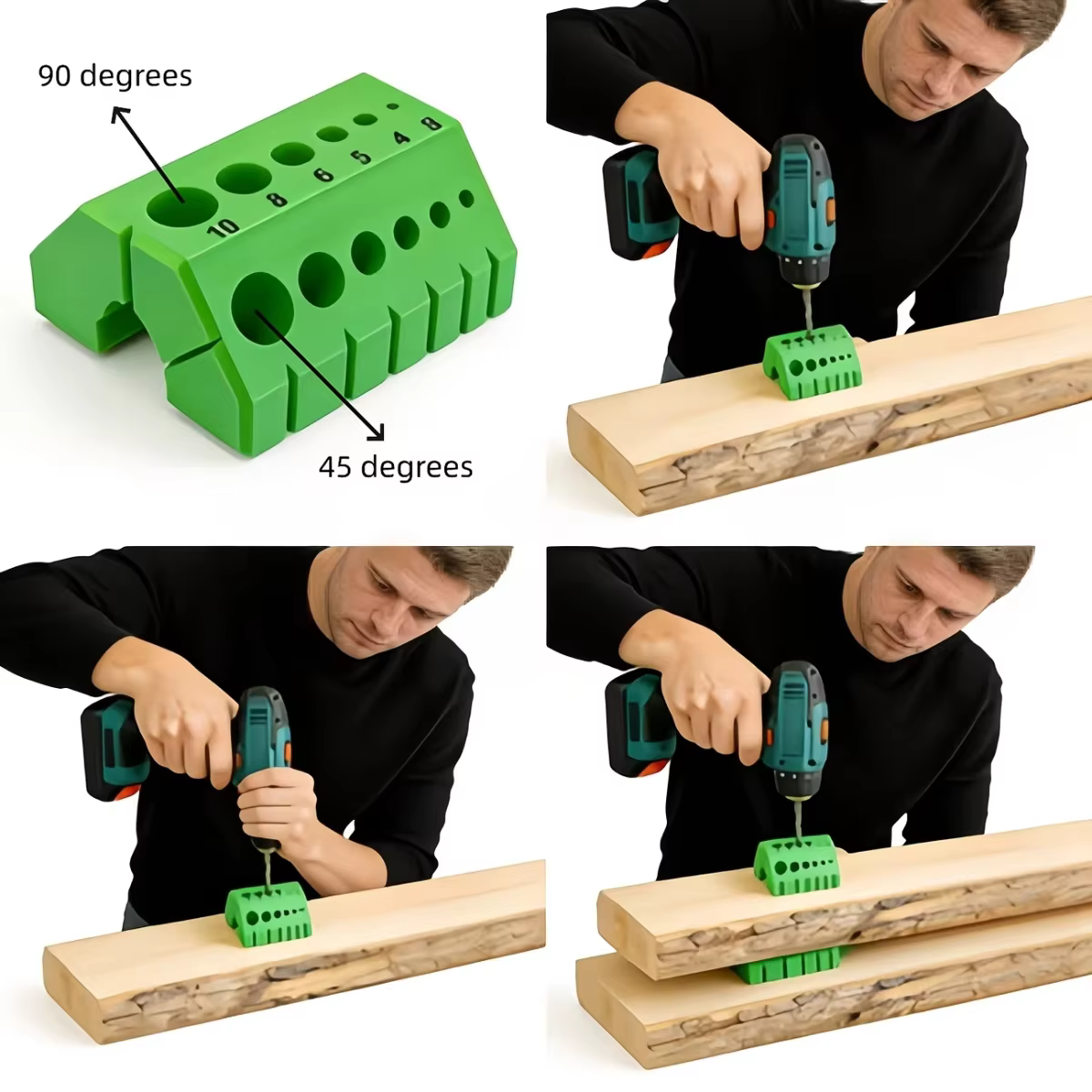 Guide de perçage à 45 et 90 degrés avec échelle numérique