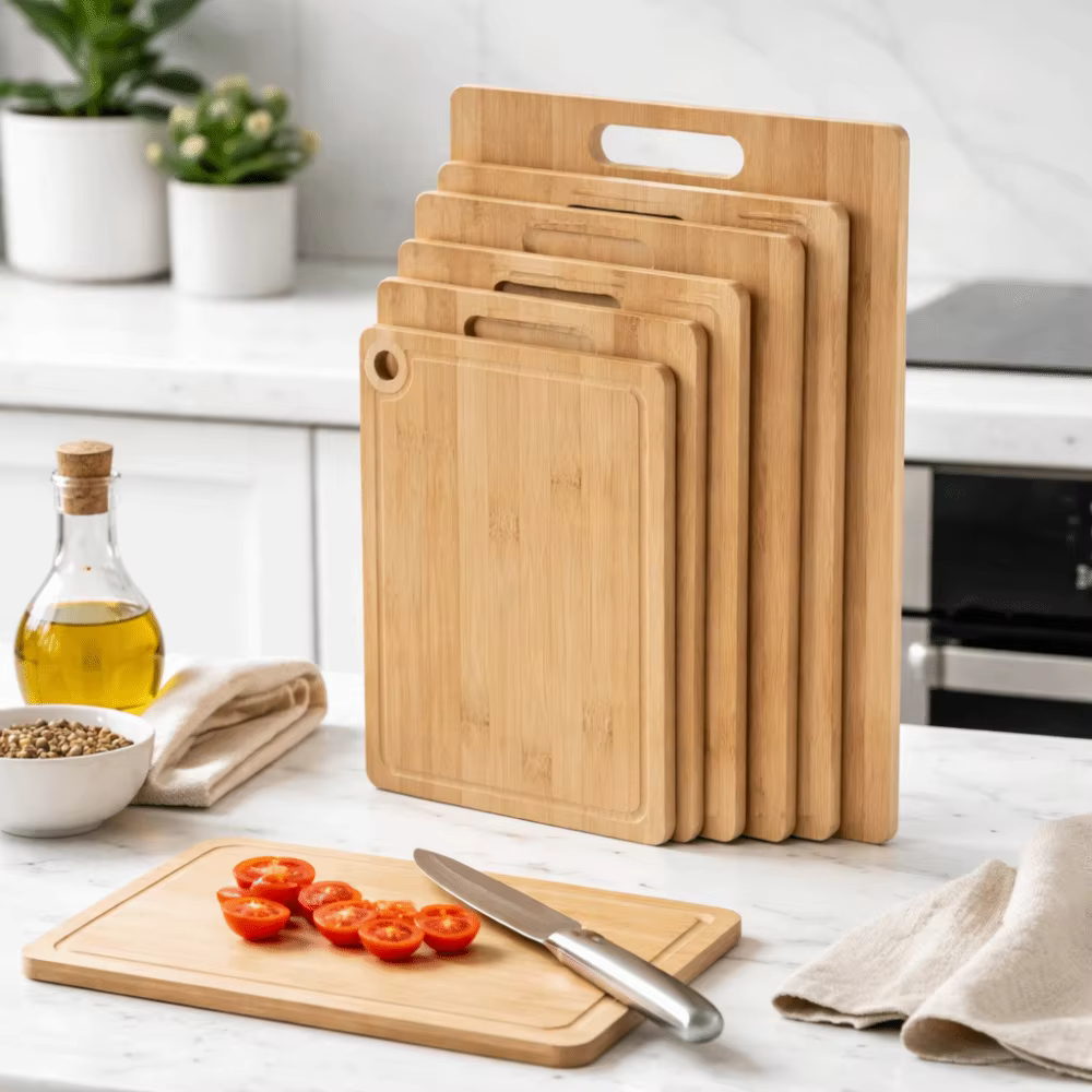 Planche à découper en bambou écologique, double face, portable, durable, pour couper les légumes, la viande, planche à découper pour le camping