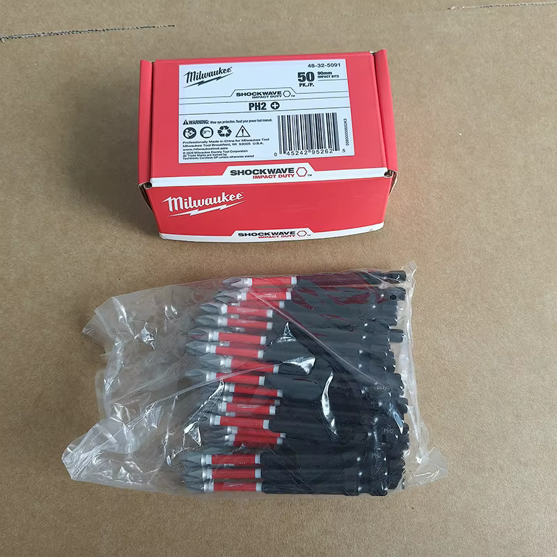 Milwaukee 48-32-5091 50 embouts de tournevis à chocs SHOCKWAVE PH2 90 mm magnétiques à couple élevé pour outils électriques