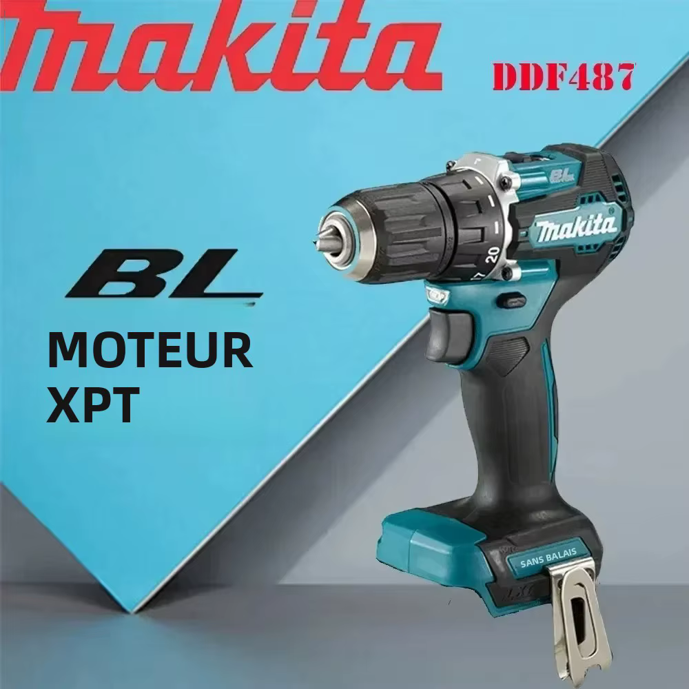 Makita 100% Original DDF487 Perceuse-visseuse sans fil 18V, visseuse à percussion électrique sans balais, outil électrique rechargeable