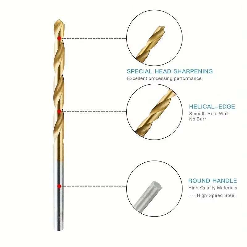 Jeu de forets hélicoïdaux à tige droite