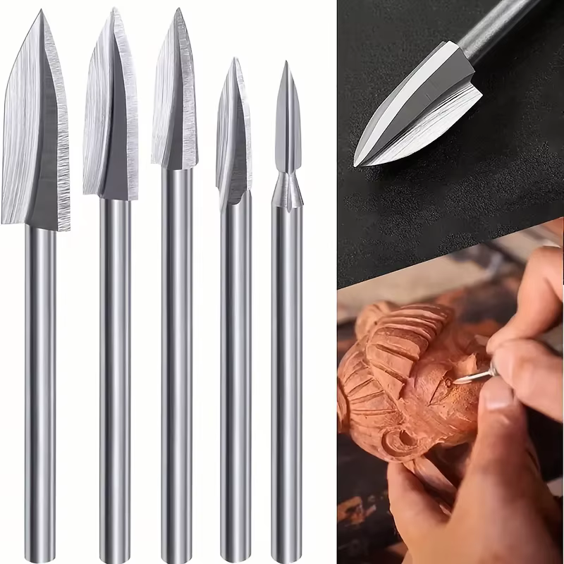 Ensemble de 5 outils de sculpture sur bois - parfaits pour les outils rotatifs