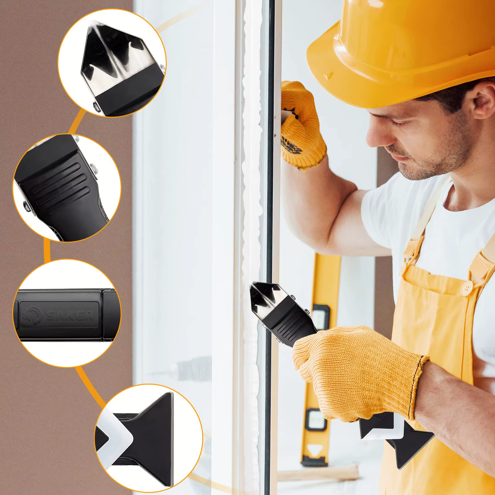 Kit de 9 outils pour jointoiement et finition de sols : applicateurs de mastic
