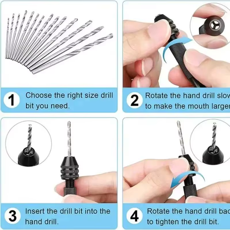 Mini perceuse à main avec jeu de forets de 0.3 à 3.2mm