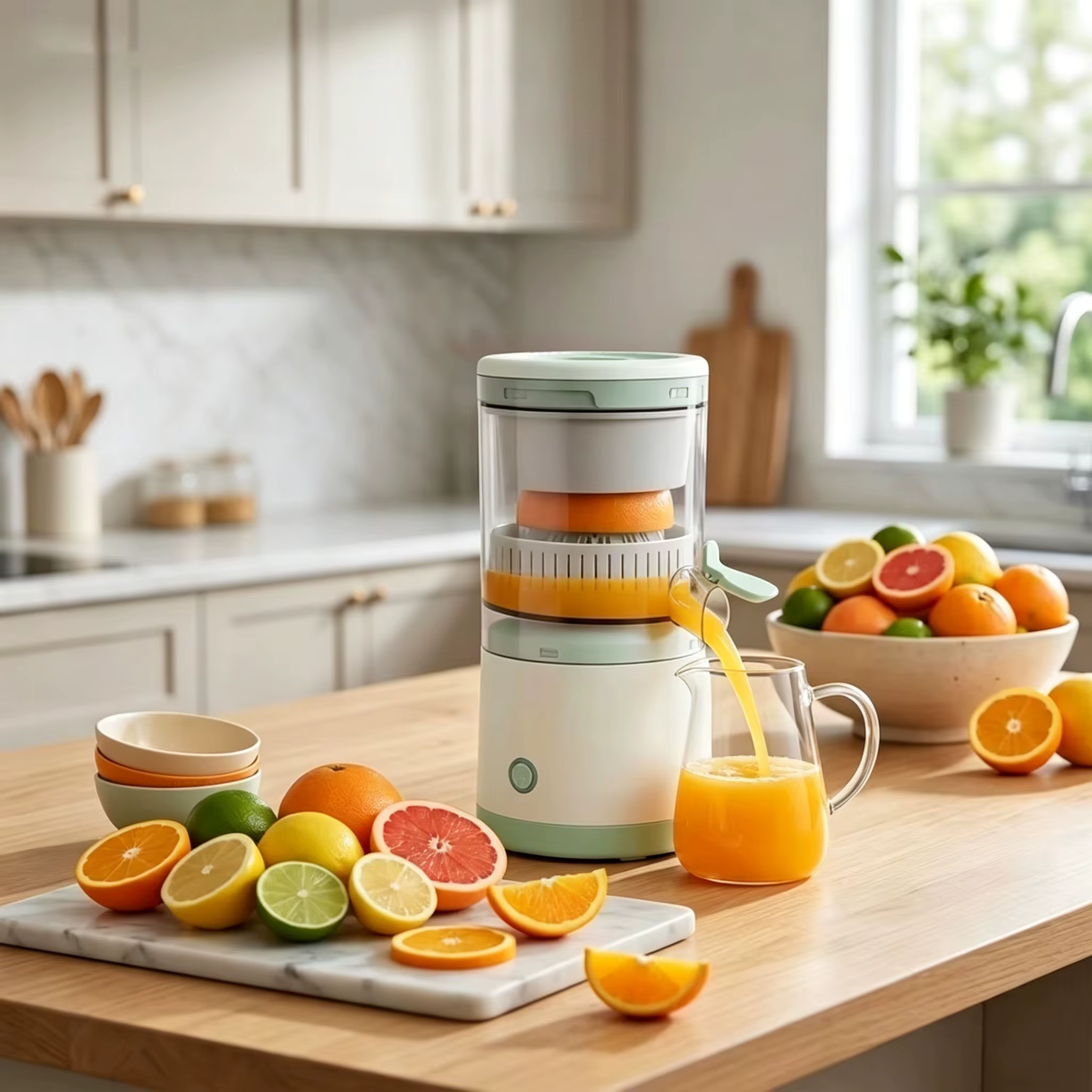 Extracteur de jus portable entièrement automatique pour fruits, presse-agrumes domestique automatique pour oranges et citrons, charge USB