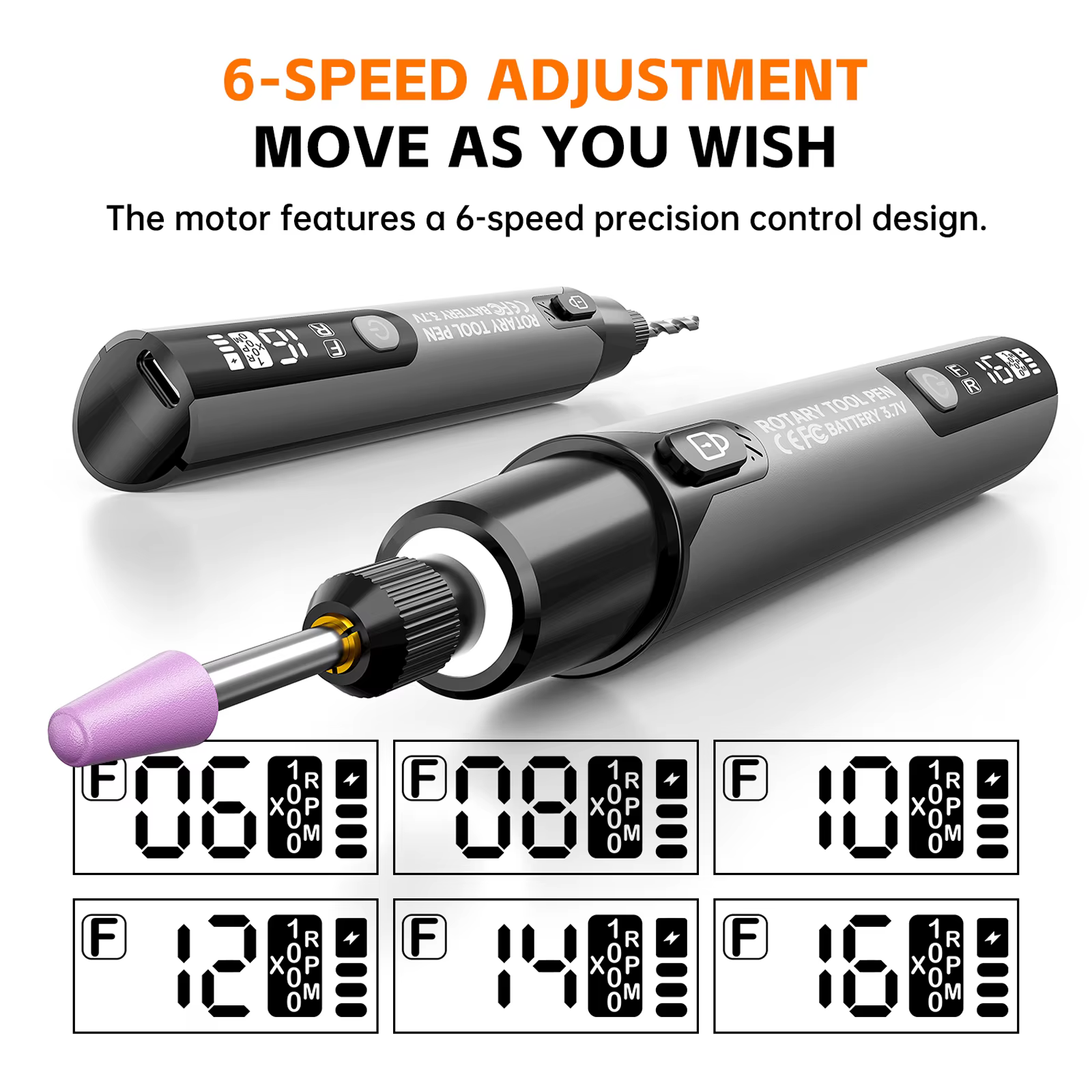 Mini perceuse électrique numérique sans fil 16000 tr/min avec lumière LED