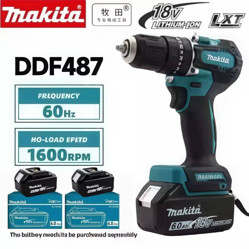 Ensemble perceuse-visseuse Makita 18V DDF487 13mm authentique d'usine