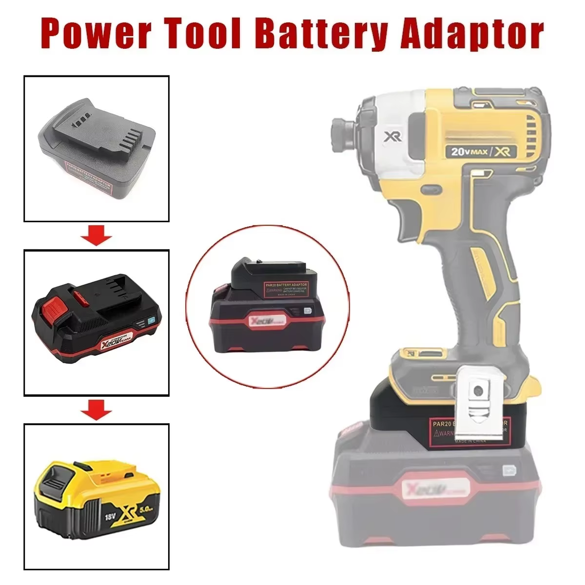 Adaptateur de batterie convertit pour Batteries au Lithium Parkside 20V