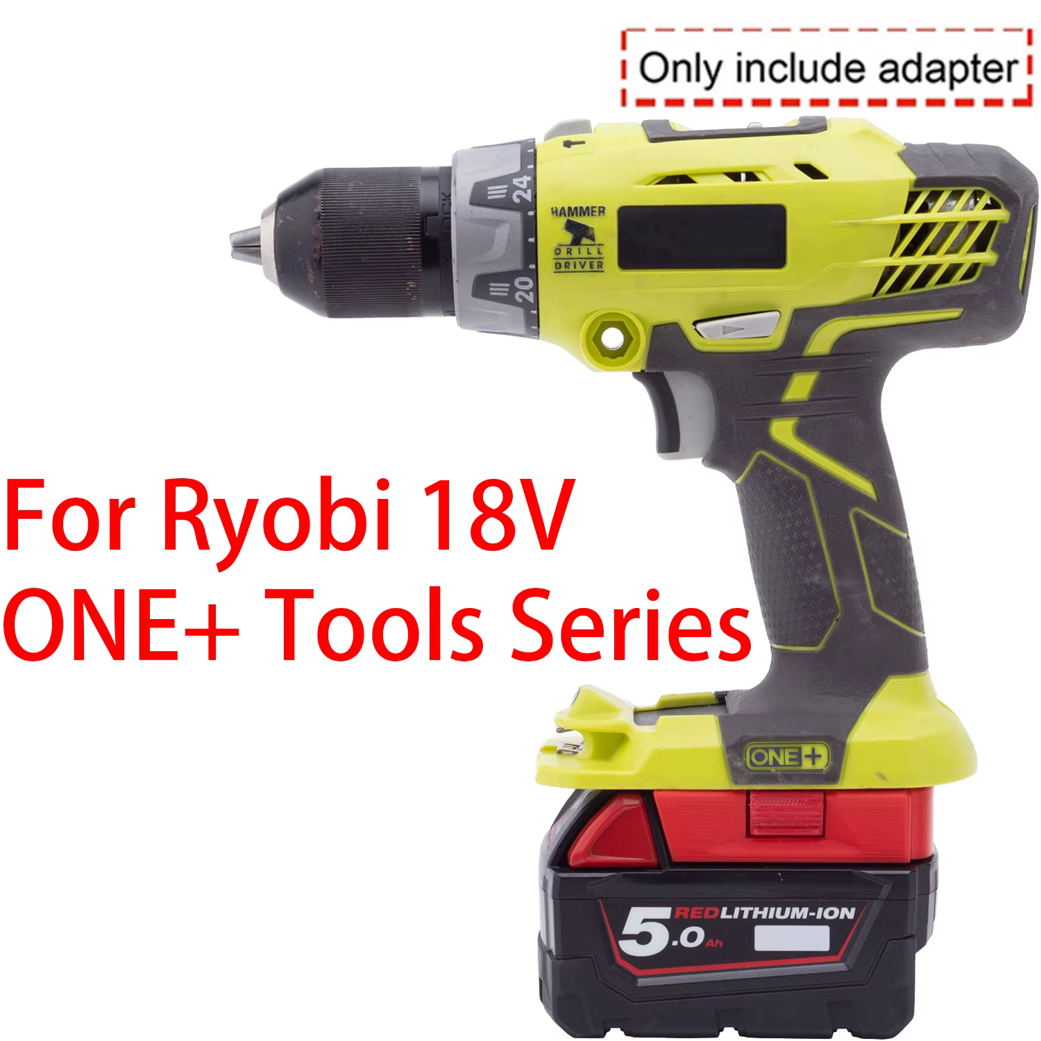 Adaptateur convertisseur pour outil Ryobi 18V ONE + Li-ion vers batterie Milwaukee 18V