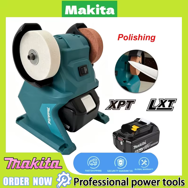 Meuleuse d'établi sans fil Makita 18-21V à double disque pour polissage de métal