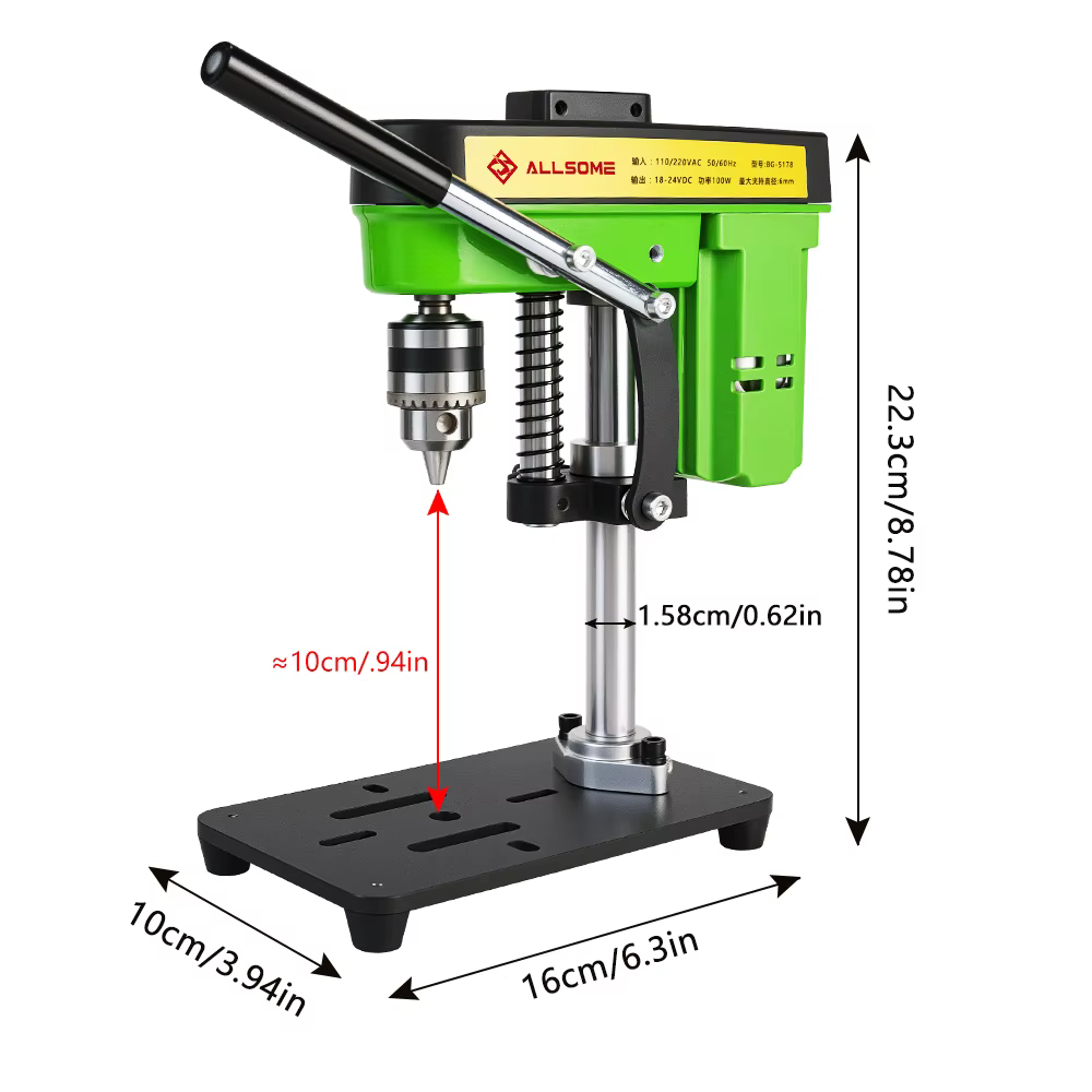 Mini perceuse de table avec lampe de travail et moteur 775