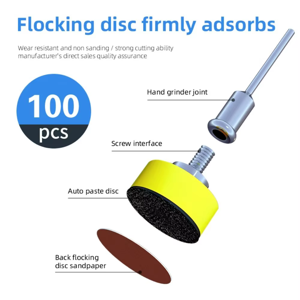 100 pièces de papier abrasif de 1 pouce avec support de ponçage
