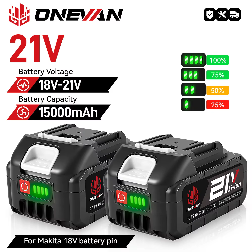 Batterie au lithium rechargeable ONEVAN 15000MAH BL1850 BL1840 pour clé à chocs électrique sans fil
