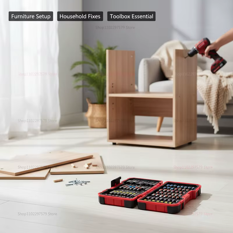 Jeu de 83 embouts de perceuse à percussion multi-usages avec tournevis magnétique antidérapant pour la réparation