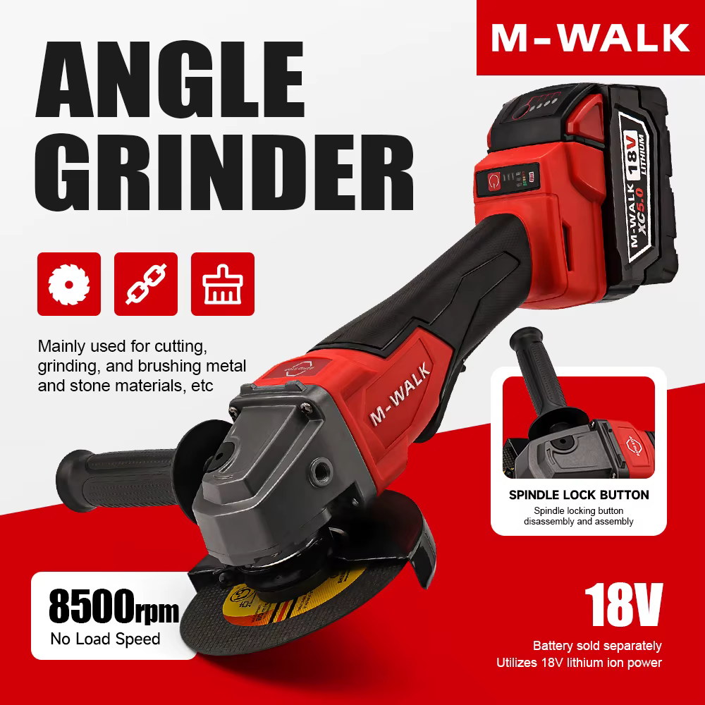 Meuleuse d'angle sans balais haute vitesse M-WALK 8500 tr/min 100/125 mm avec protection de sécurité
