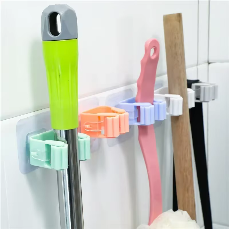 Support mural pour organisateur de vadrouille, cintre pour brosse et balai, support de rangement pour la maison, salle de bains, crochets de tuyau suspendus à aspiration, outils ménagers pour la maiso