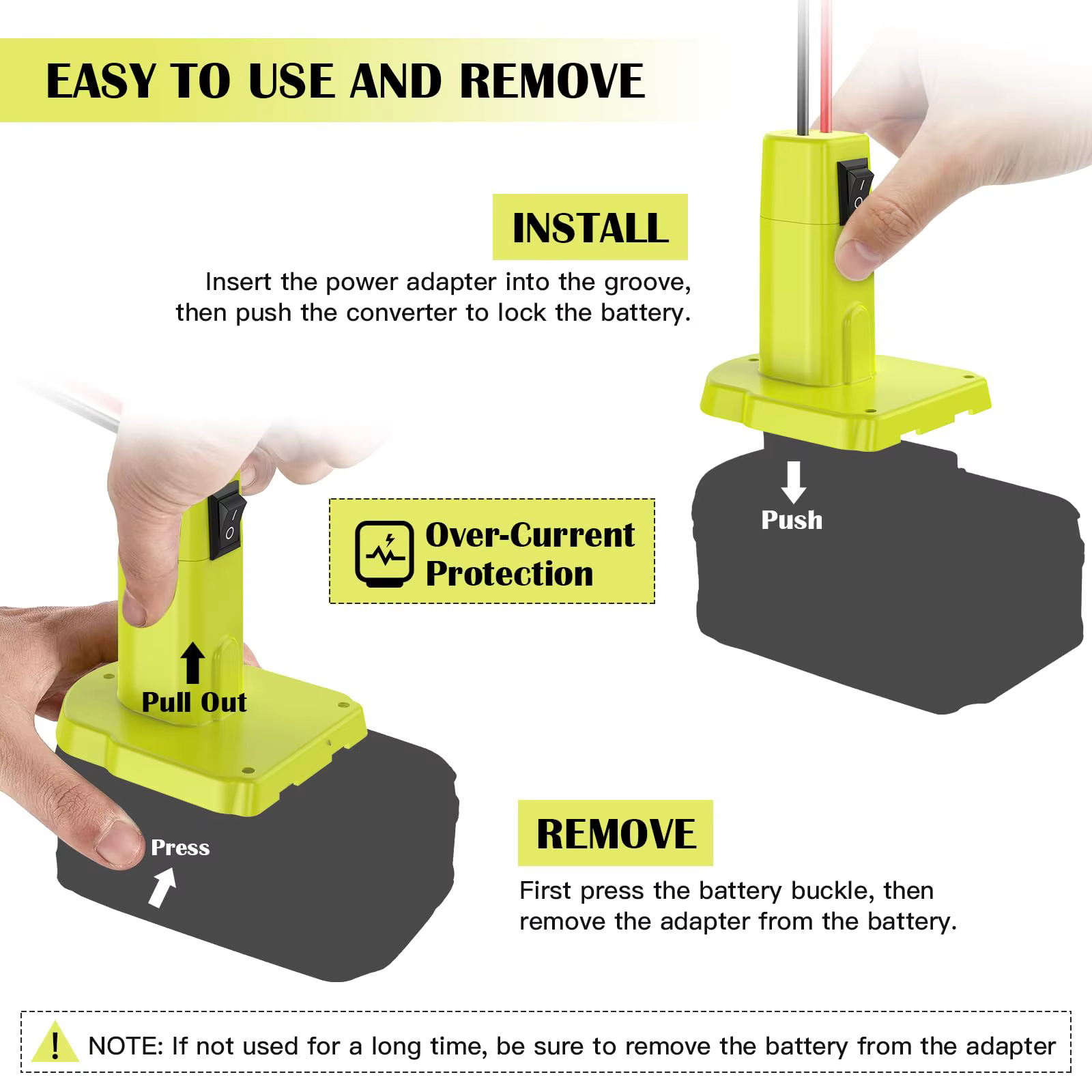 Adaptateur de batterie pour batterie Ryobi ONE + 18V Nimh/Nicd/Li-ion