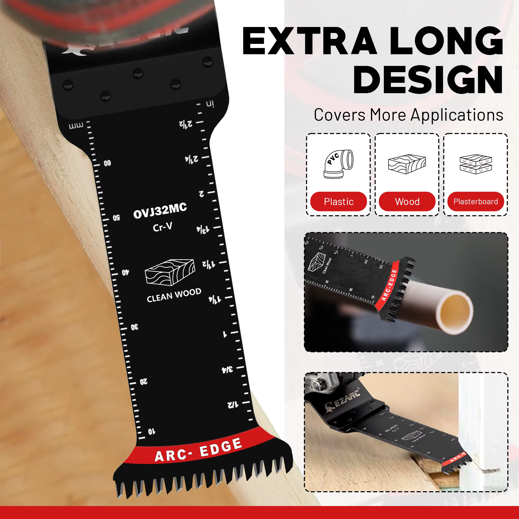 Lames multi-outils Extra-longues à bord d'arc