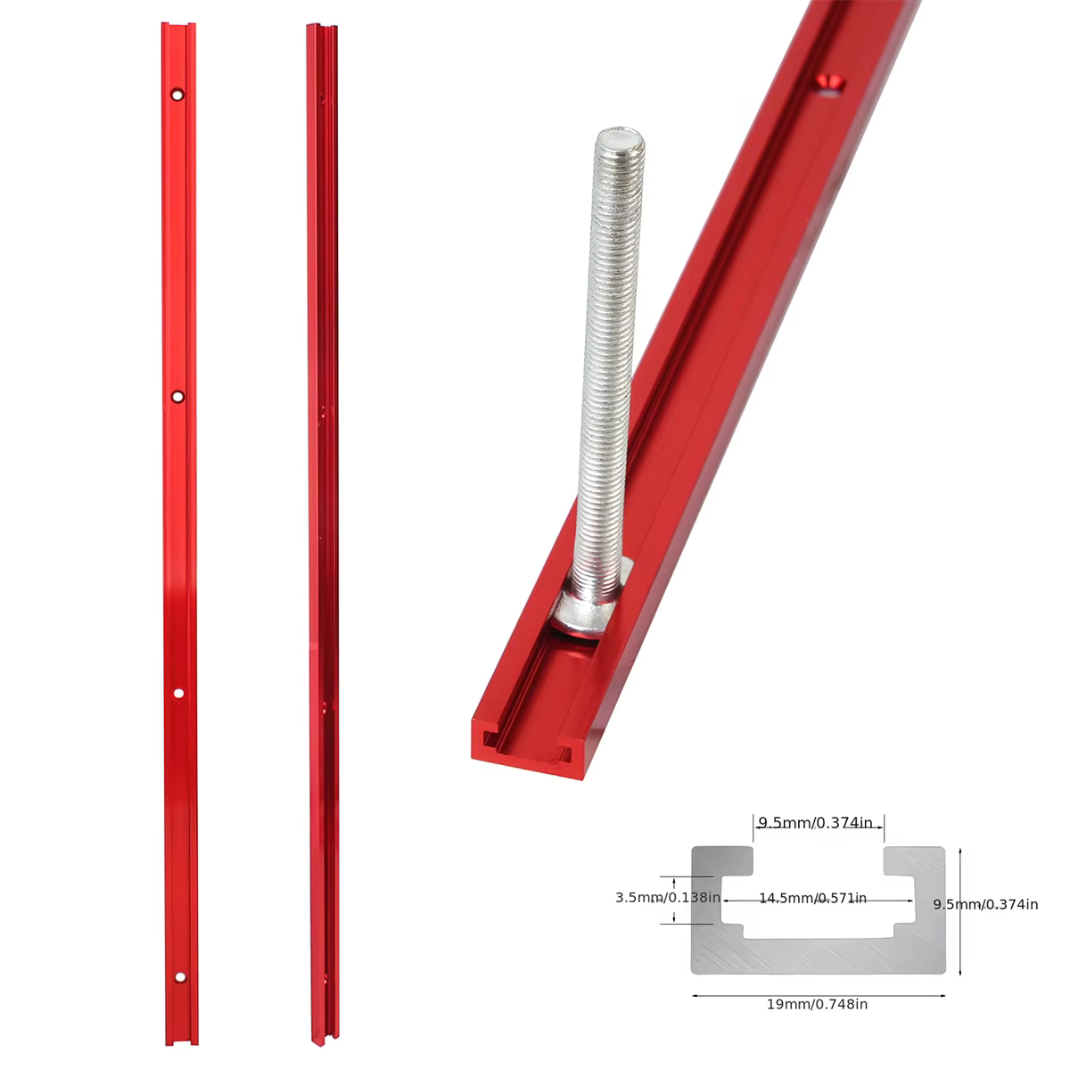 2 pièces Rail de guidage pour menuiserie 600 mm