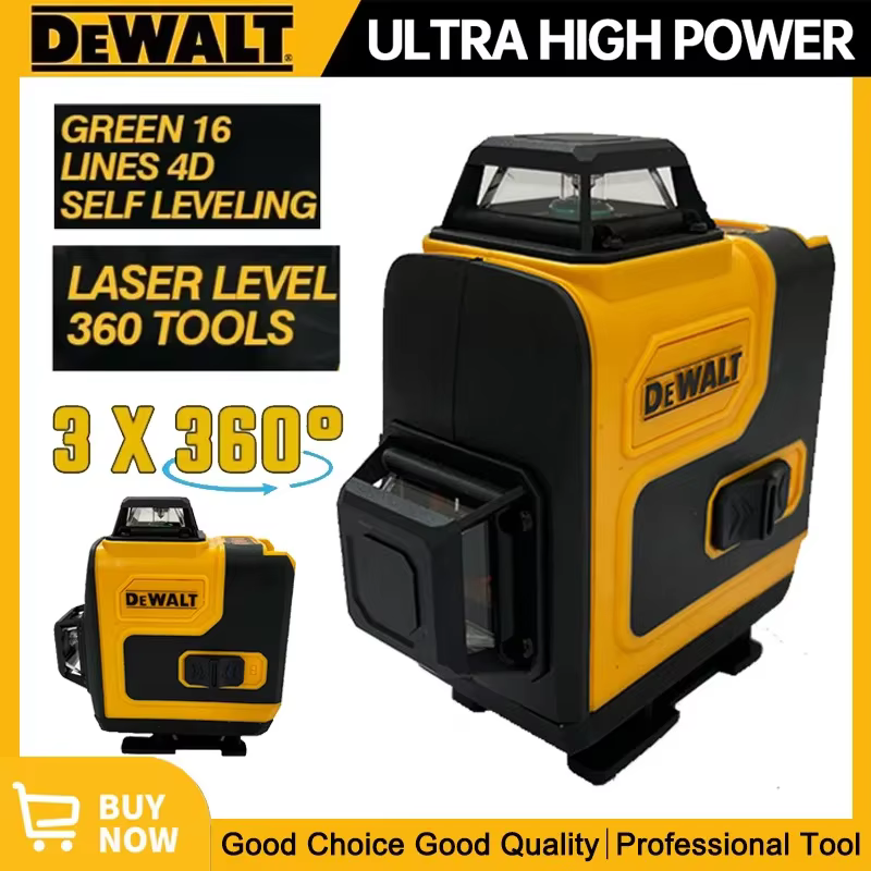 Niveau laser Dewalt 360° vert 16 lignes 4D auto-nivelant 360° horizontal vertical faisceau super puissant outils de construction originaux