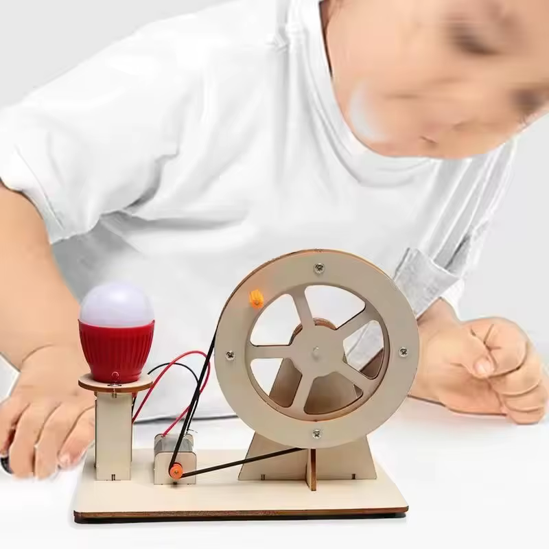 Générateur à main en bois pour enfants, jouet scientifique, Gadget de technologie STEM drôle, Kit de physique, jouets éducatifs pour enfants, jouet d'apprentissage, bricolage