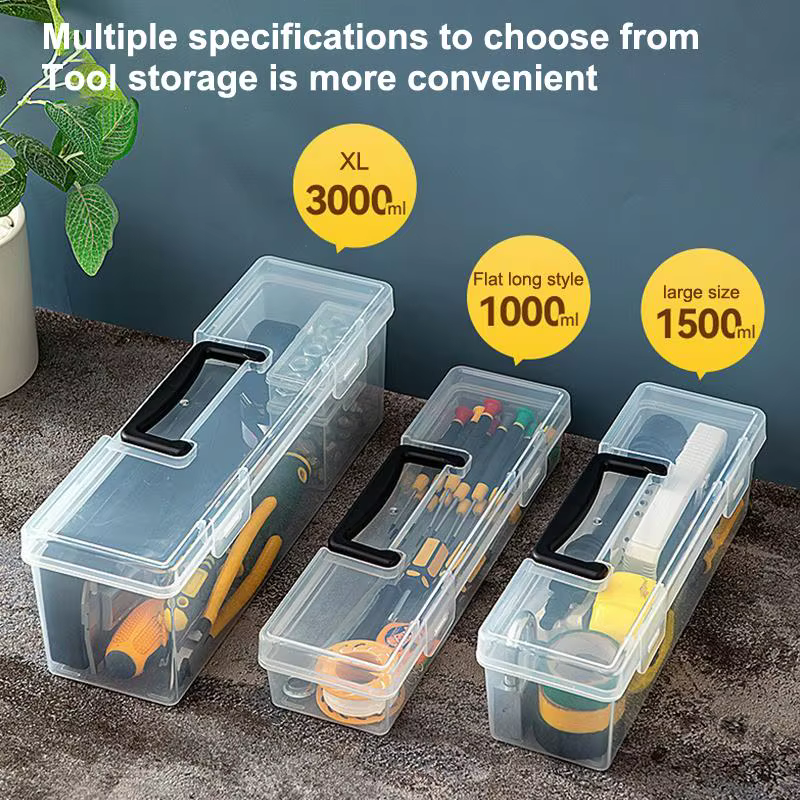 Nouvelle boîte à outils portable transparente vide