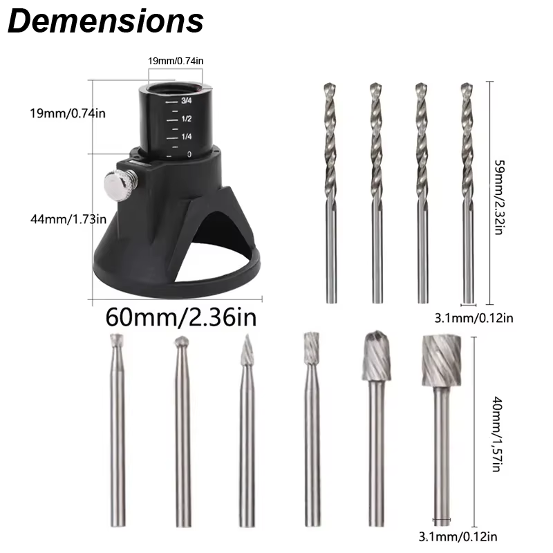 Routeur rotatif fraise Guide fixation foret hélicoïdal Kit d'outils de sculpture sur bois localisateur dédié outil de menuiserie pour Dremel