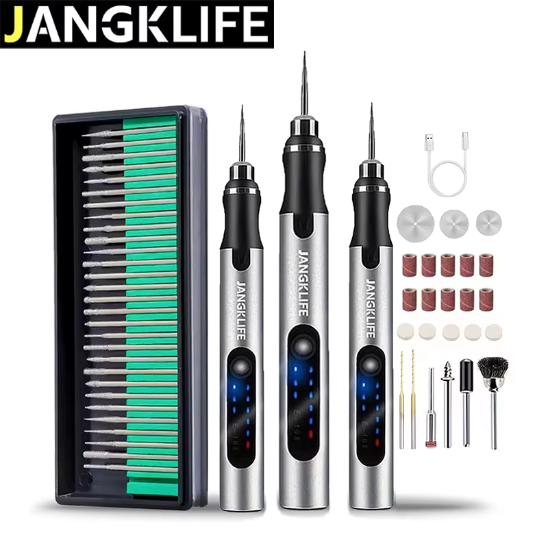 JANGKLIFE USB Kit d'outils rotatifs sans fil stylo de gravure sur bois bricolage pour bijoux métal verre Mini perceuse sans fil