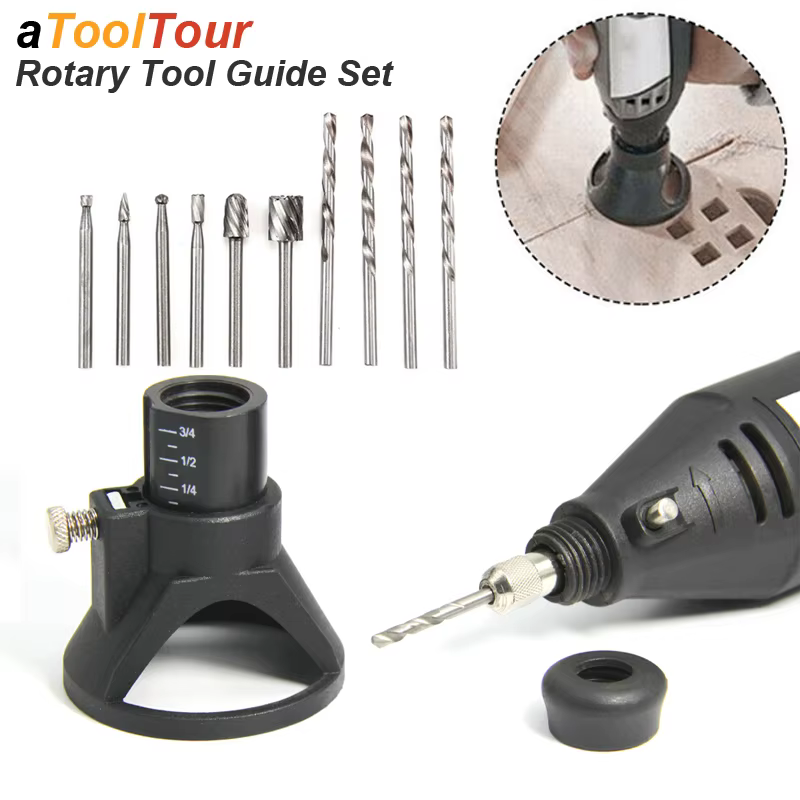 Routeur rotatif fraise Guide fixation foret hélicoïdal Kit d'outils de sculpture sur bois localisateur dédié outil de menuiserie pour Dremel