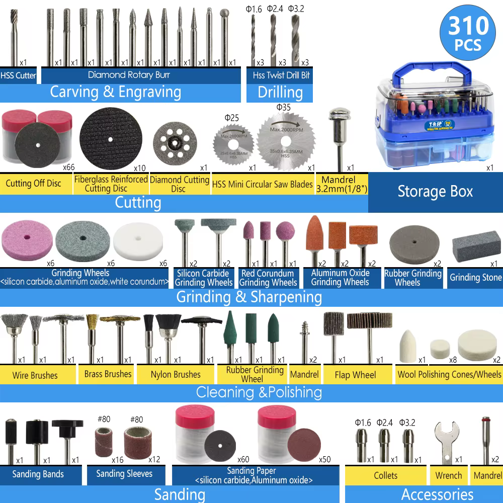 Kit d'accessoires pour mini-perceuse 310 pièces