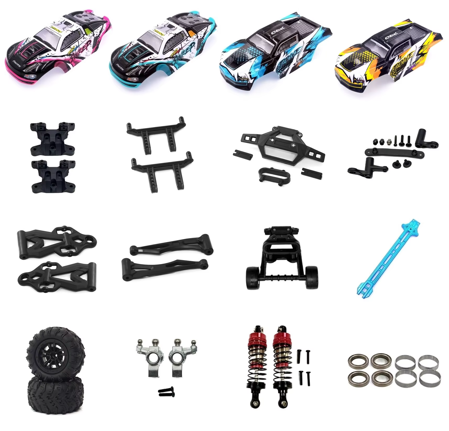 SCY 16101 16102 16103 PRO accessoires modifiés amortisseur d'huile pneu pare-chocs coque bras oscillant 1/16 RC voiture pièces de rechange