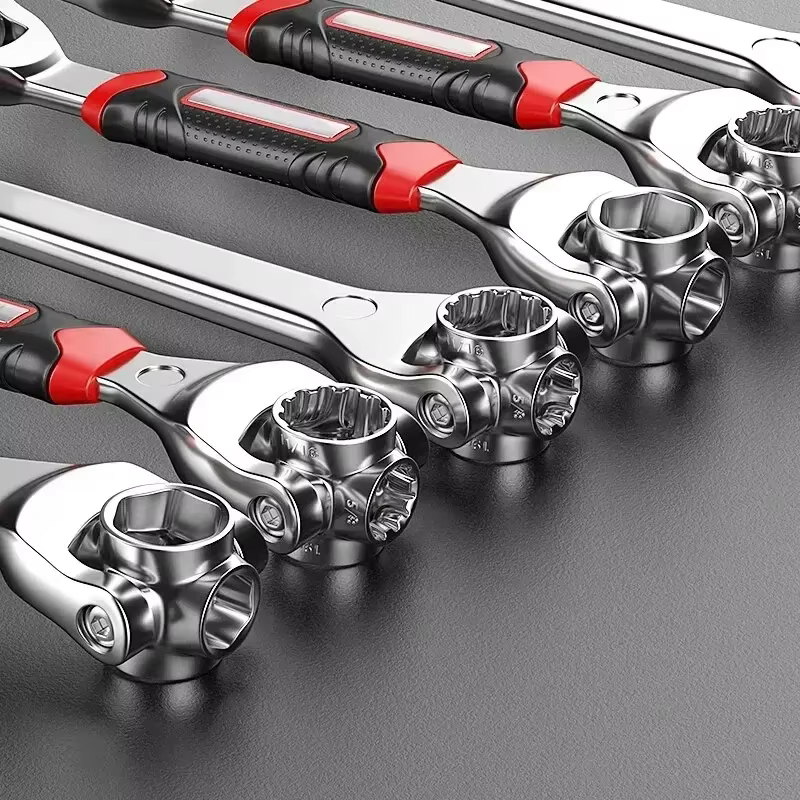 52 en 1 outils douille fonctionne universel cliquet cannelé boulons manchon Rotation